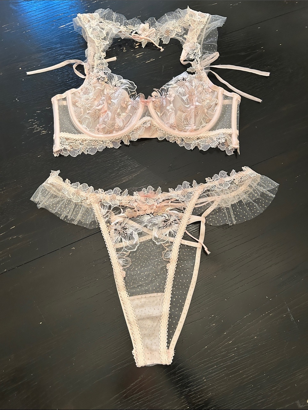 Delicate Floral Lace Bralette Panty set. No tags but never been worn.